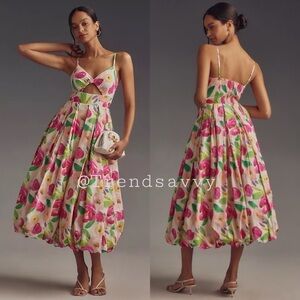 ANTHROPOLOGIEe HUTCH SLEEVELESS V-NECK CUTOUT MIDI DRESS PETITE SIZE XXSP NWT